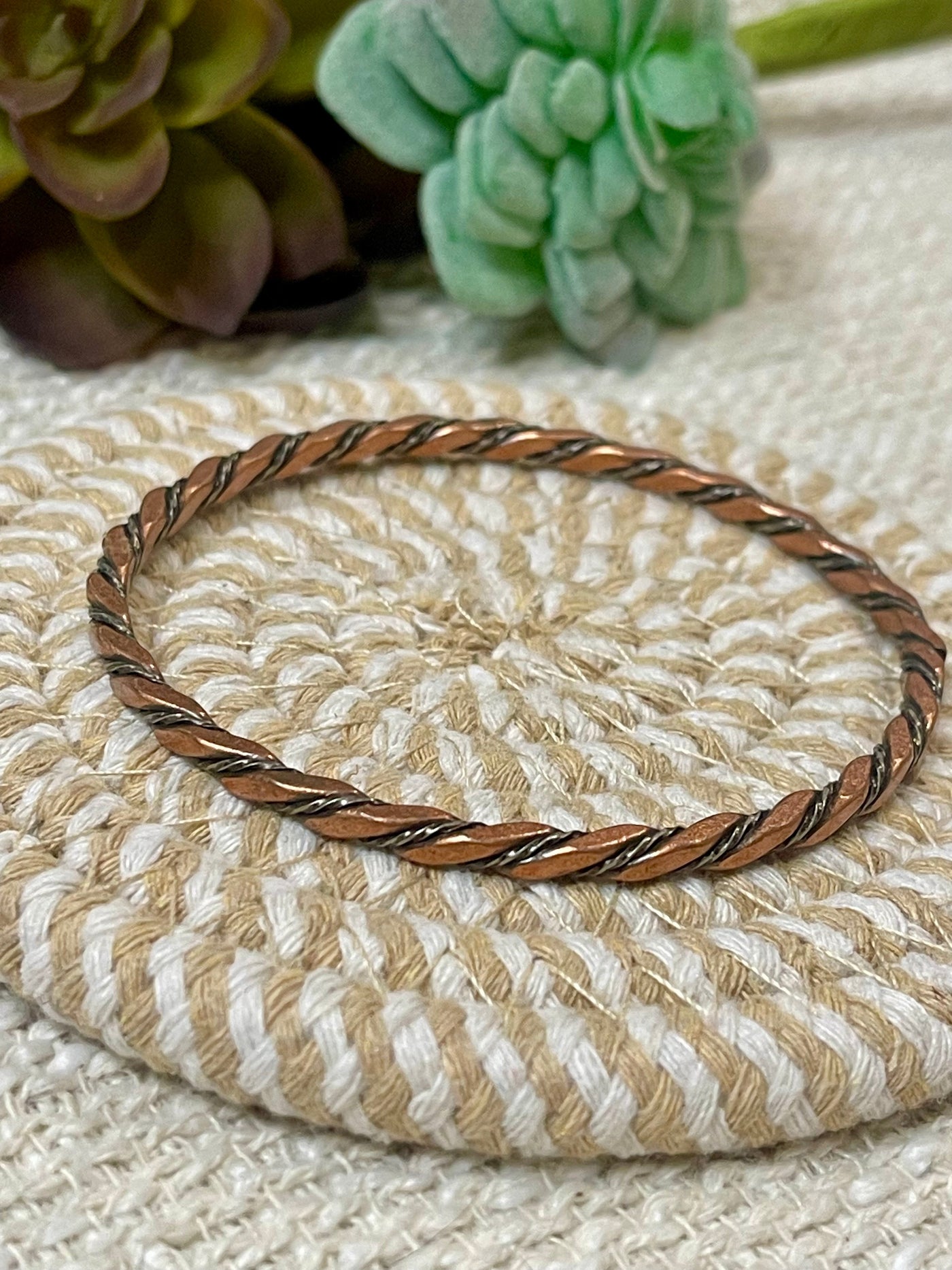 Vintage Handmade Copper Bangle Bracelet