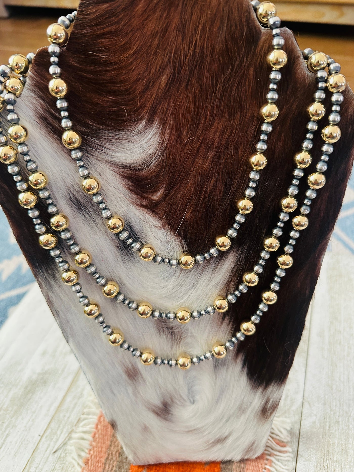Handcrafted Sterling Silver & Gold Beaded Necklace