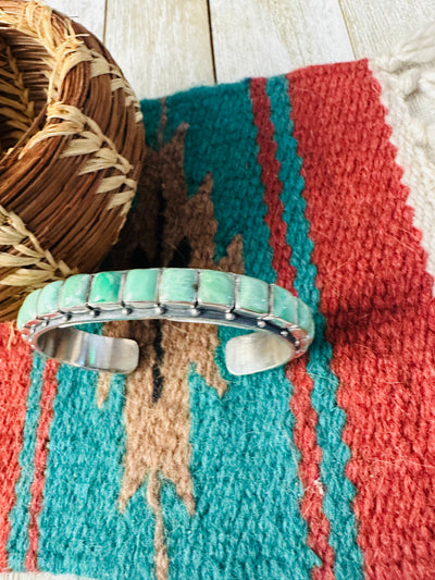 Handcrafted Sterling Silver and Turquoise Cuff Bracelet by Federico Jimenez