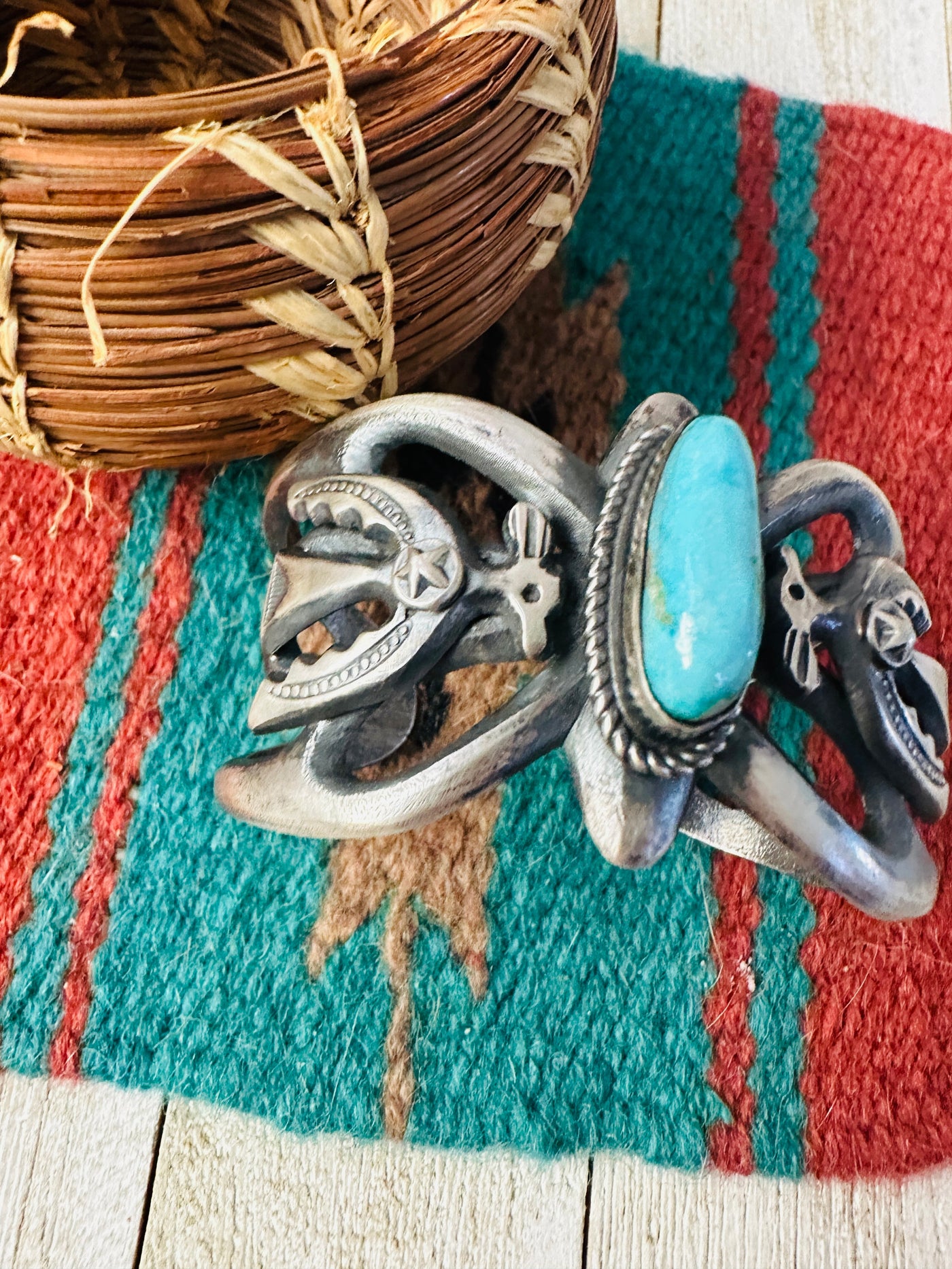 Handcrafted Turquoise & Sterling Silver Cuff Bracelet by Chimney Butte