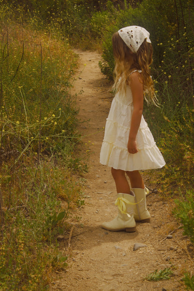 Chasing Daisies Butter Yellow Toddler Cowgirl Boots – Vegan Leather Western Boots for Girls