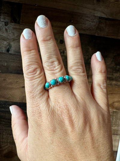 Band Ring - Size 10 - Kingman Turquoise & sterling silver