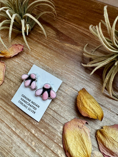 Marcella James Pink Conch Cluster Earrings – Sterling Silver, ¾ Inch