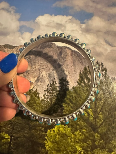 Beautiful Handmade Turquoise Sterling Silver Bangle By Dan Dodson more blue
