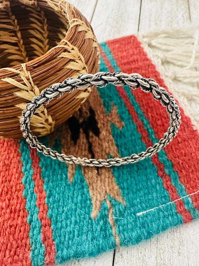 Handcrafted Twisted Sterling Silver Bangle Bracelet
