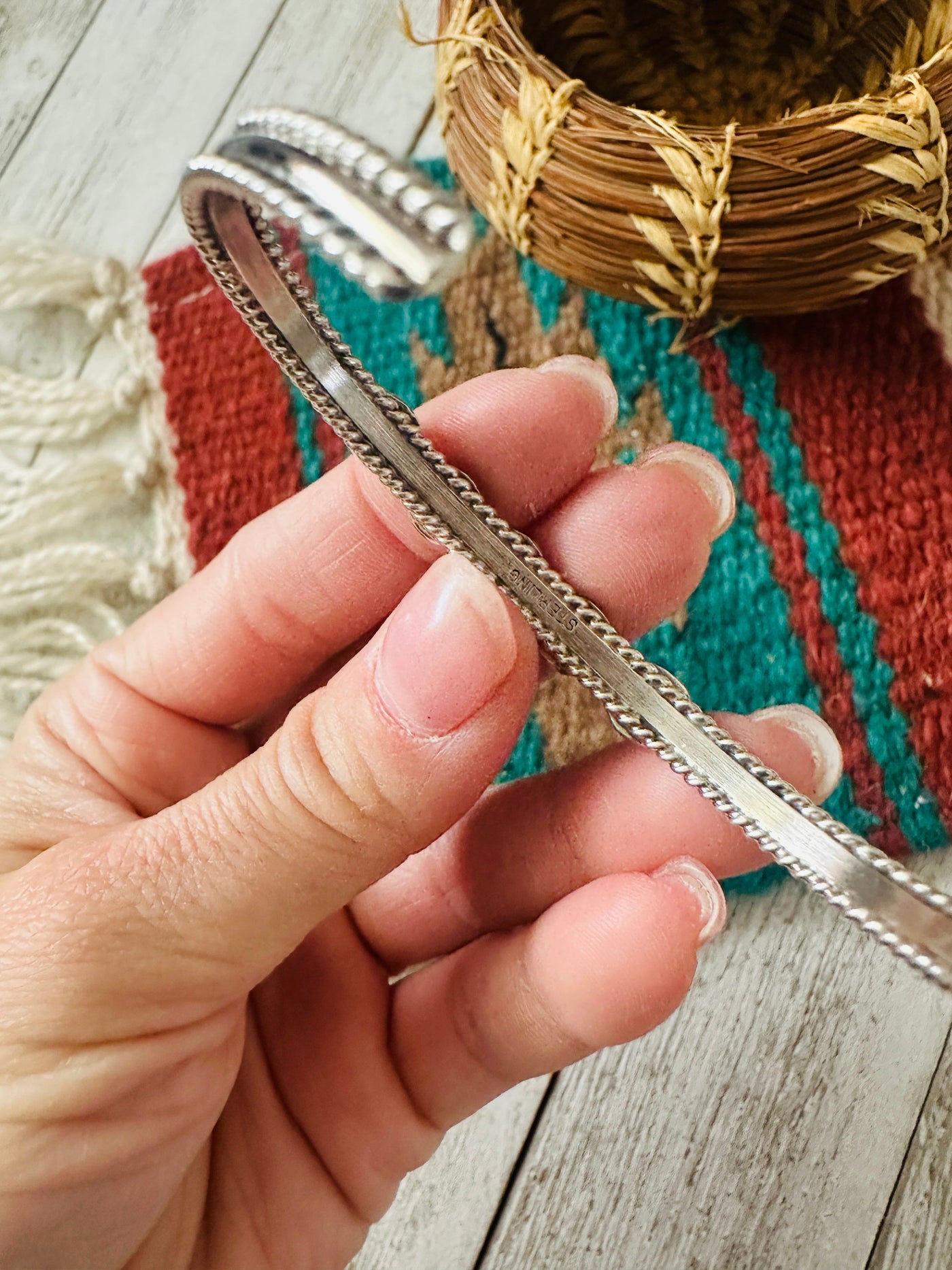 Handcrafted Pink Dream Mojave & Sterling Silver Cuff Bracelet