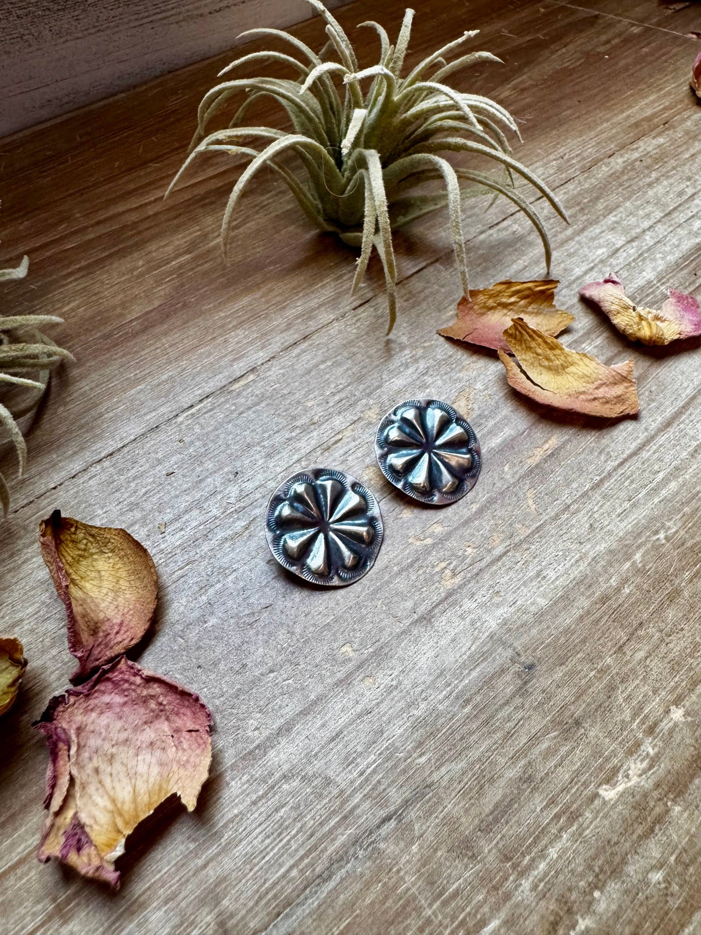 Concho Stud Earrings – Sterling Silver