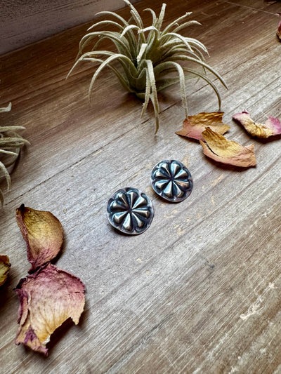 Concho Stud Earrings – Sterling Silver