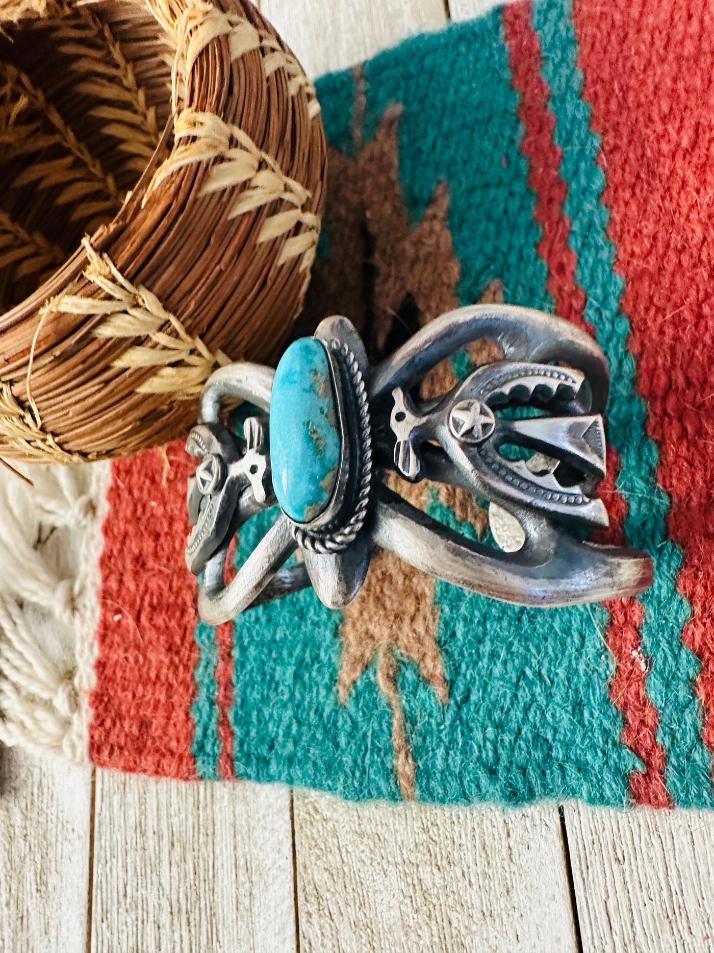 Handcrafted Turquoise & Sterling Silver Cuff Bracelet by Chimney Butte