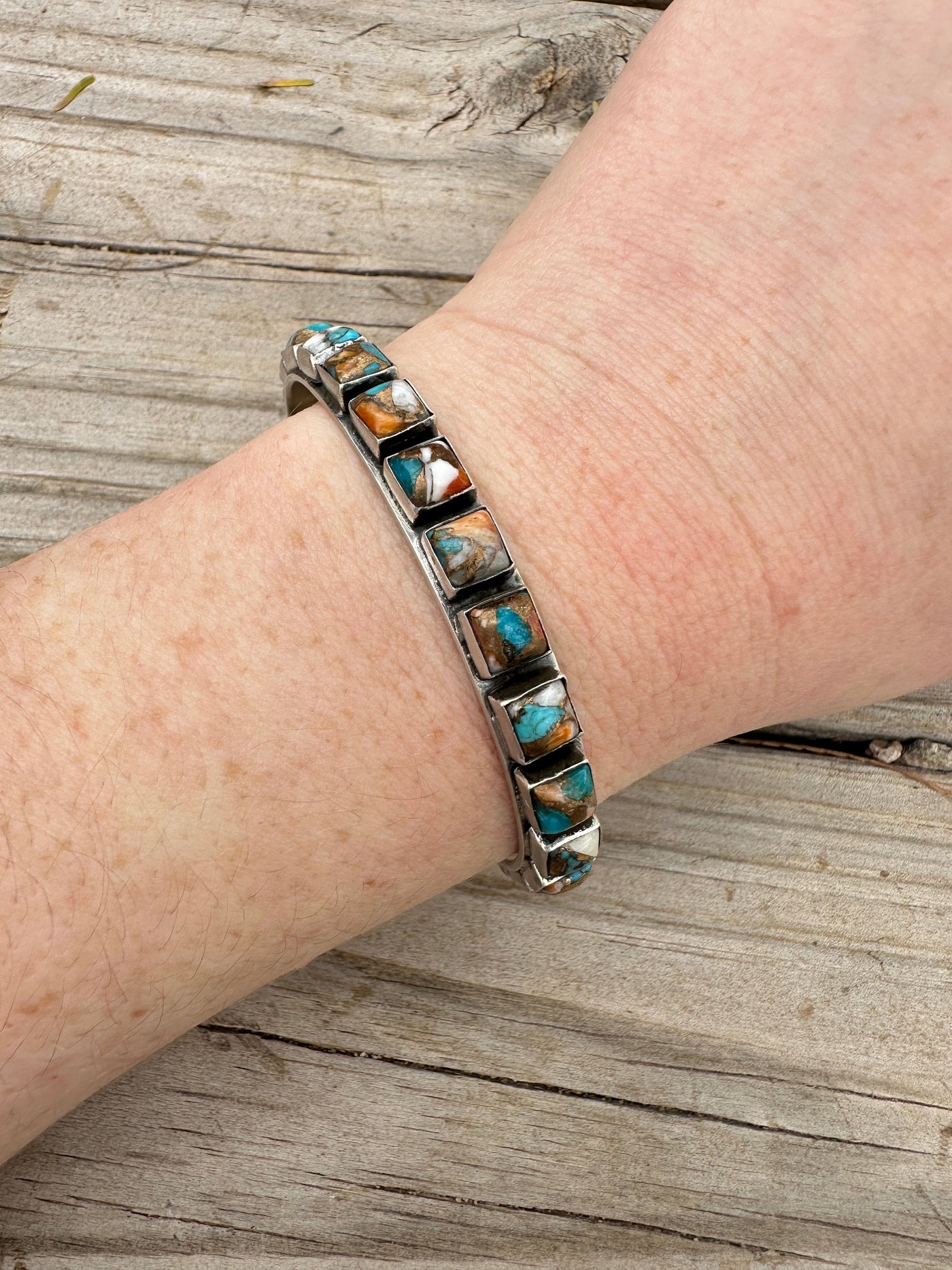 Handmade Spice & Sterling Silver Cuff Bracelet (more blue)