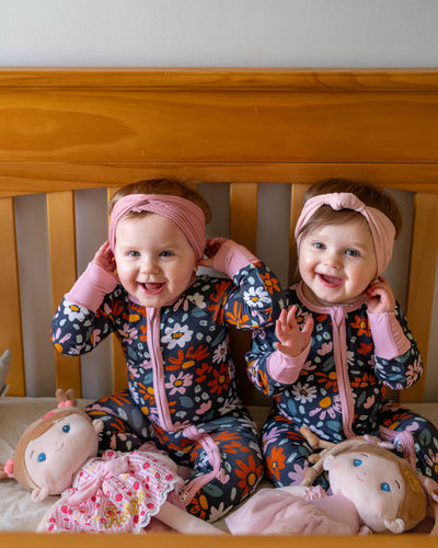 Navy wildflower bamboo zippy