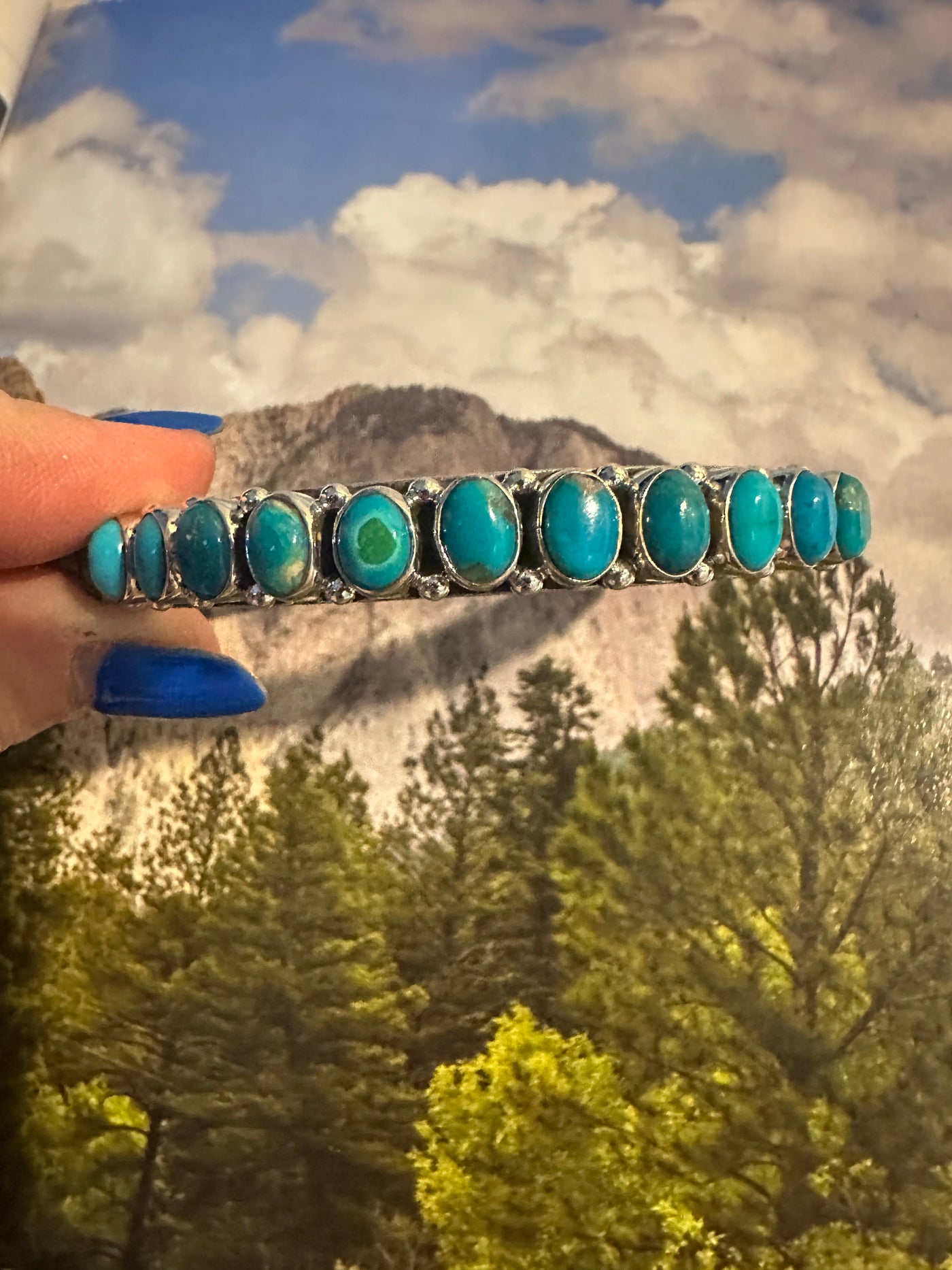 Beautiful Handmade Turquoise Sterling Silver Bangle By Dan Dodson more blue