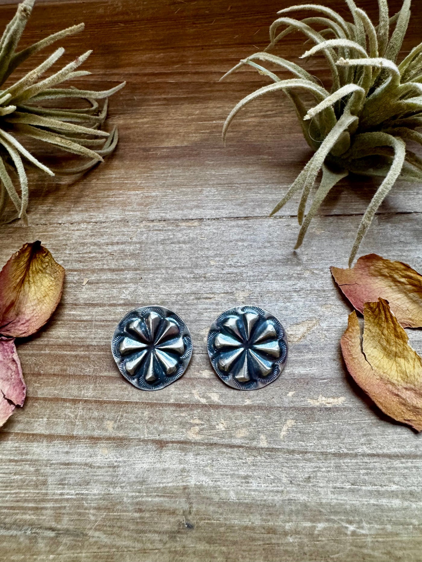 Concho Stud Earrings – Sterling Silver