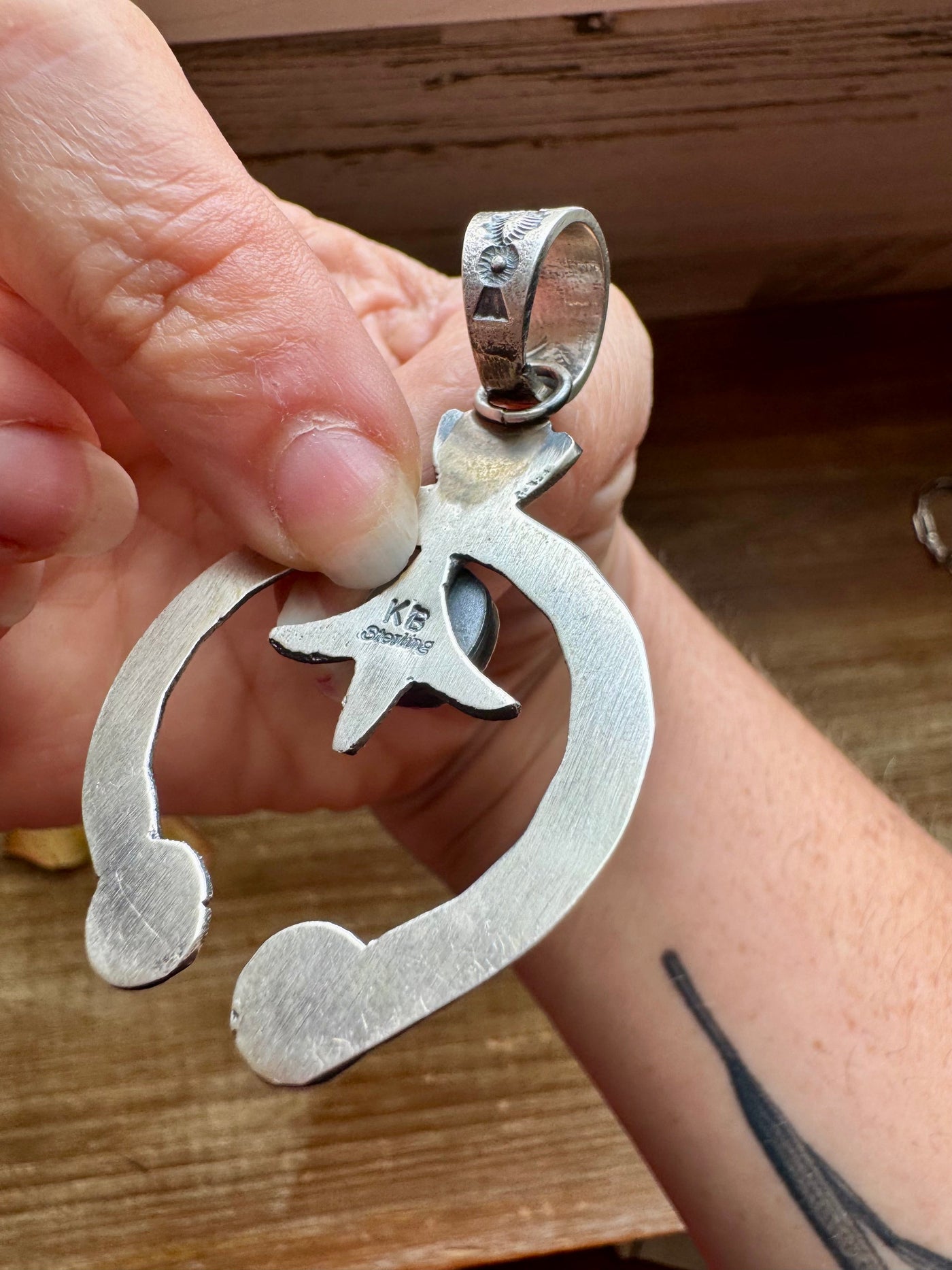 Naja Pendant by Kevin Begay – Sterling Silver & Kingman Turquoise