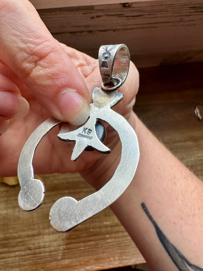 Naja Pendant by Kevin Begay – Sterling Silver & Kingman Turquoise