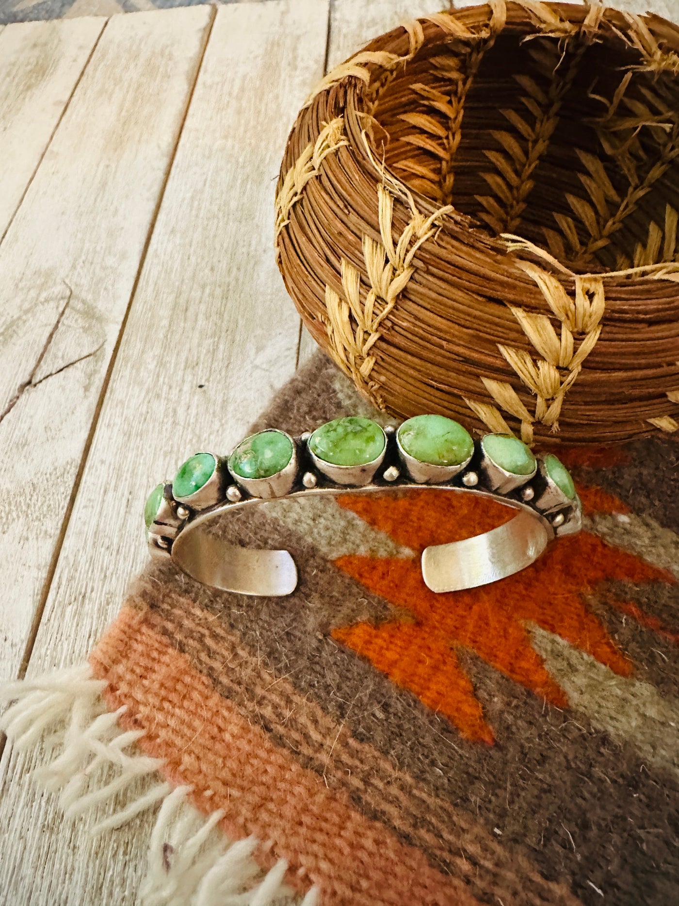 Handcrafted Sonoran Turquoise & Sterling Silver Cuff Bracelet by Bobby Johnson /
