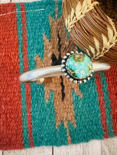 Handcrafted Sonoran Mountain Turquoise & Sterling Silver Cuff Bracelet by Russell Sam