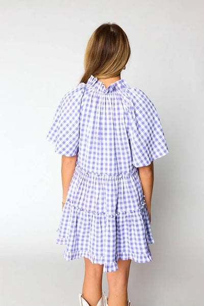 Lakin Swing Mini Dress - Violet Check