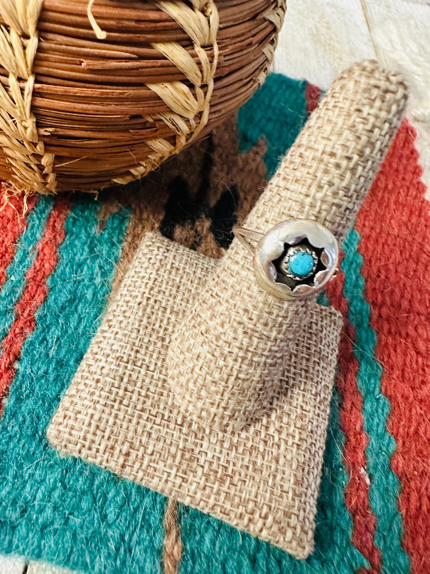 Handcrafted Turquoise & Sterling Silver Ring size 7.5