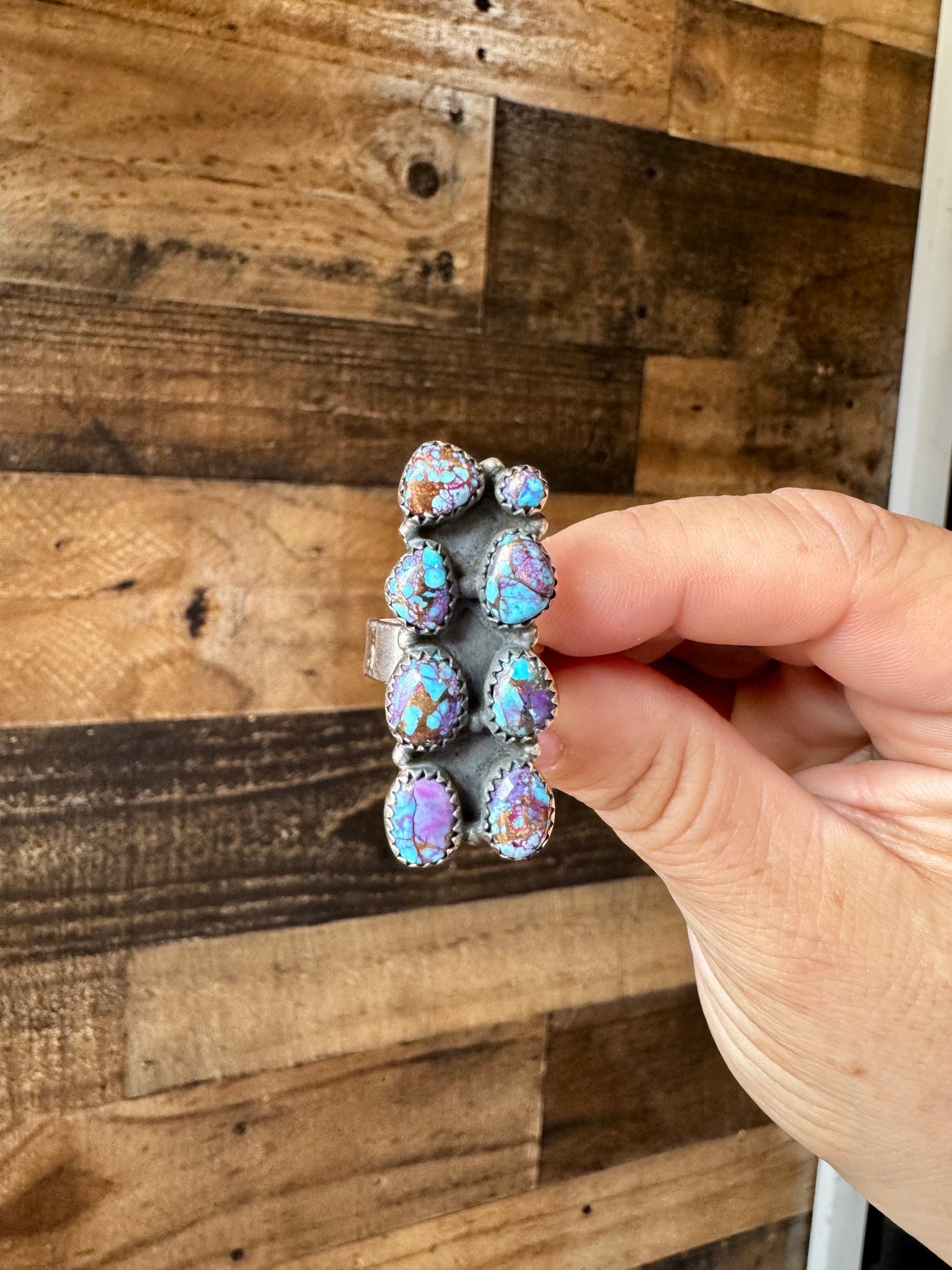 Rectangle Ring - Adjustable -Purple Mojave & Sterling Silver