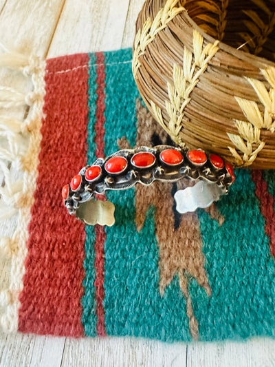 Coral & Sterling Silver Cuff Bracelet by Shawn Cayatineto /