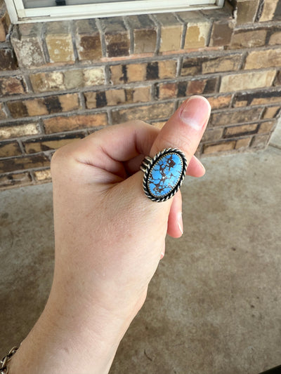 The Rio Grande Genuine Turquoise and Sterling Silver Ring, Size 6.5 | Boles Silver