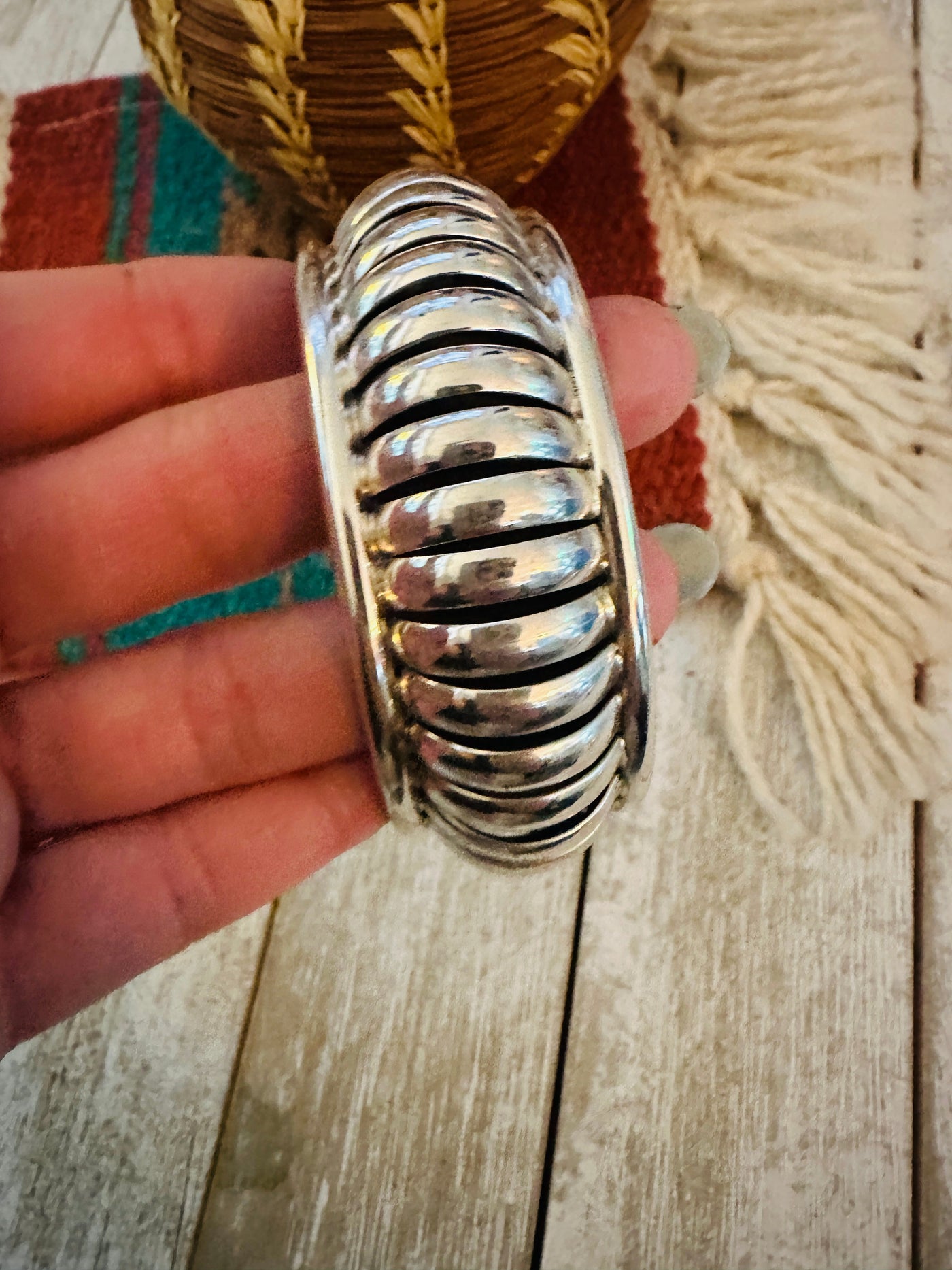 Handcrafted Rolled Sterling Silver Cuff Bracelet
