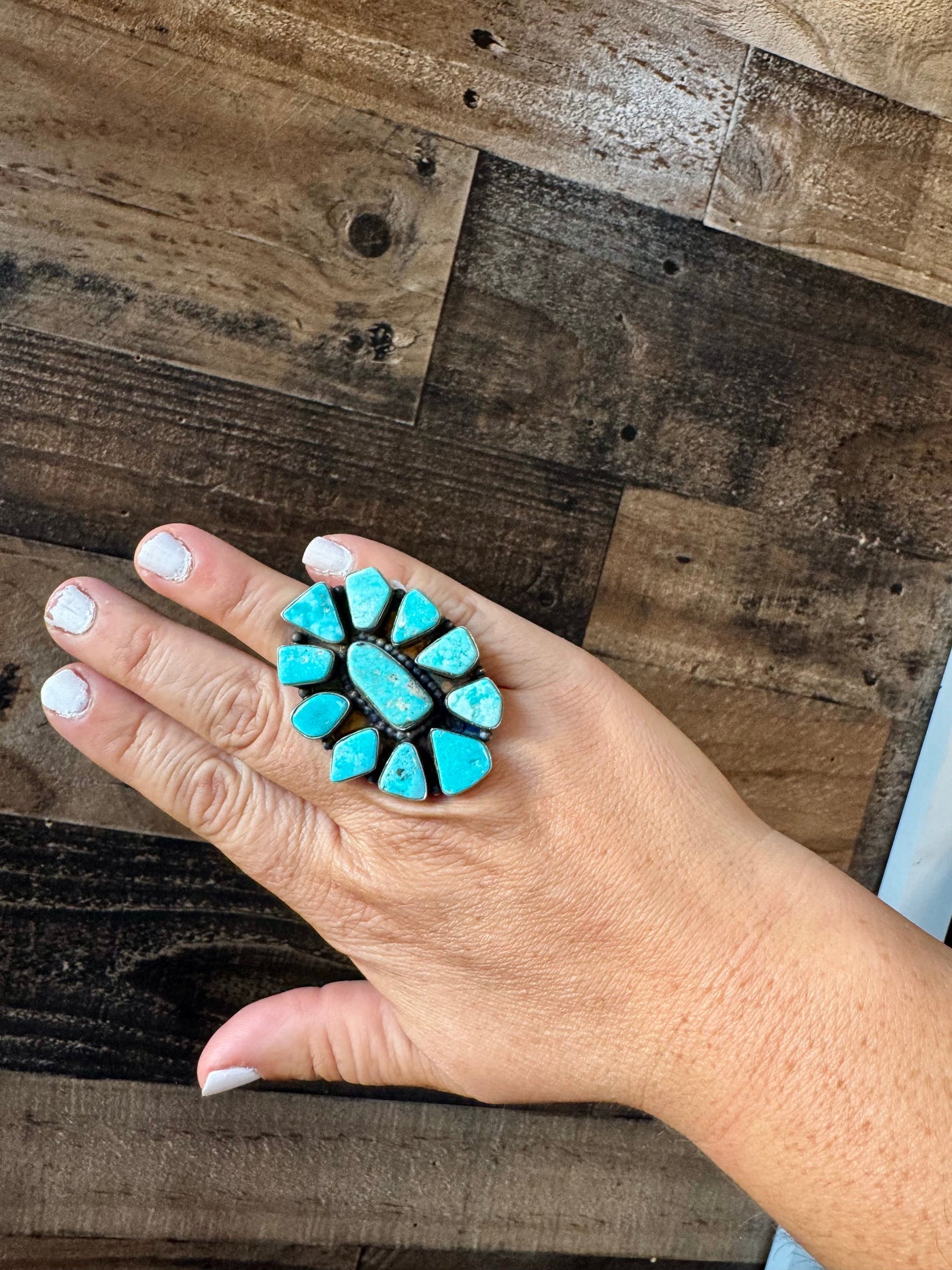 Big ring- size 7- Sonoran turquoise ring and sterling silver