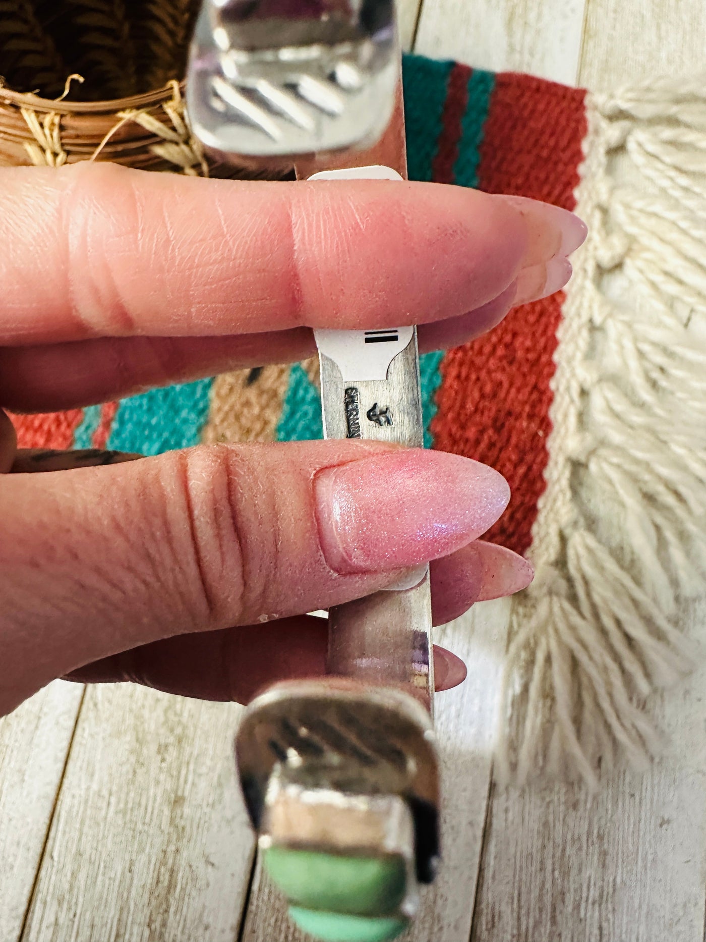 Handcrafted Sterling Silver and Turquoise Cuff Bracelet by Federico Jimenez