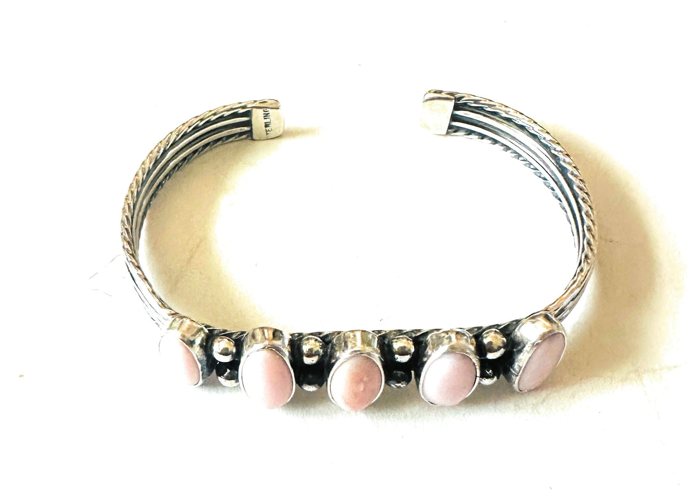 Handcrafted Queen Pink Conch Shell & Sterling Silver Cuff Bracelet