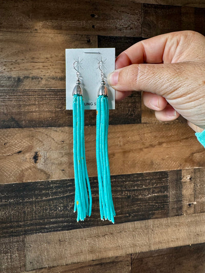 Dangle turquoise earrings - multi strand