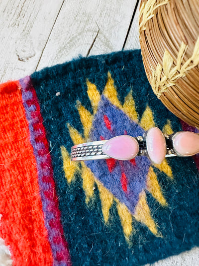 Handcrafted Queen Pink Conch Shell & Sterling Silver Cuff Bracelet