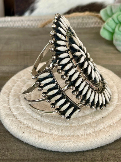 Handmade White Buffalo & Sterling Silver Cuff Bracelet
