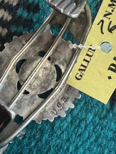 Old Pawn Cluster Kingman Turquoise & Sterling Silver Cuff Bracelet /