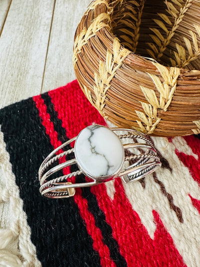 Handcrafted Howlite & Sterling Silver Cuff Bracelet