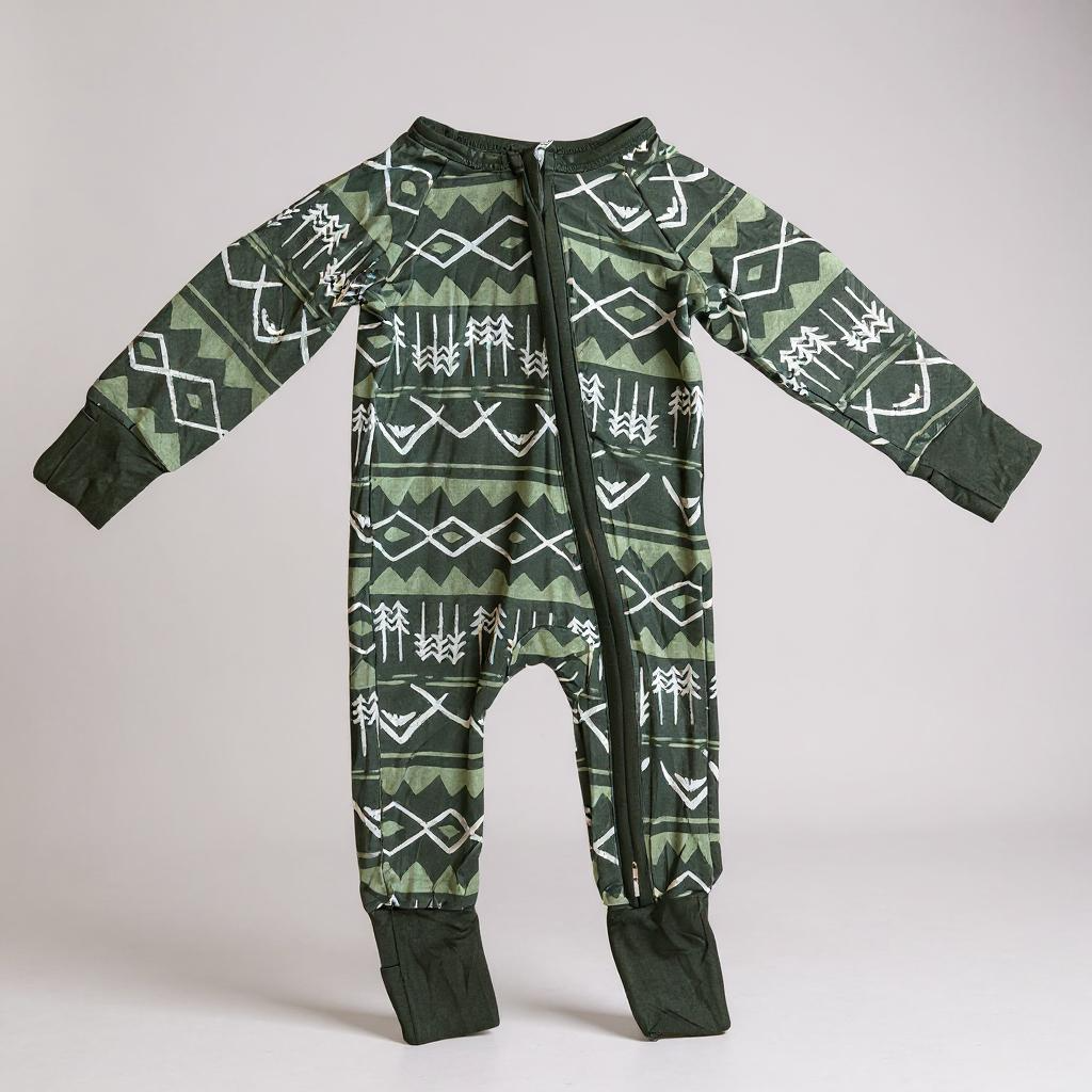 Green Bamboo Zippy Pajamas - Eco-Friendly Kids Sleepwear