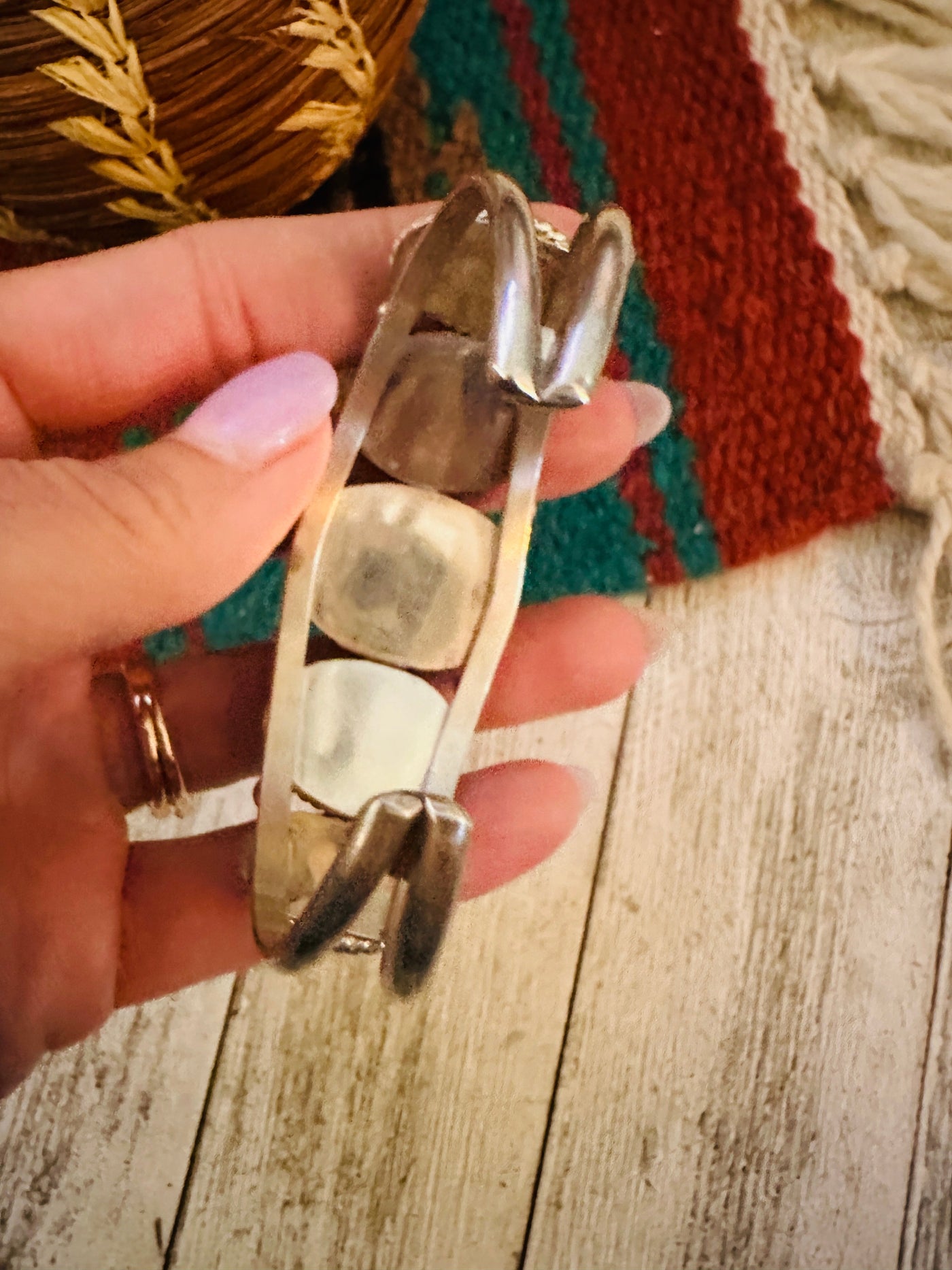 Handcrafted Green Kingman Turquoise & Sterling Silver Cuff Bracelet