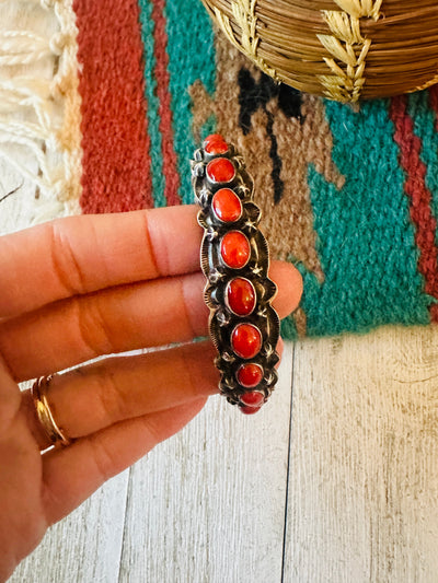 Coral & Sterling Silver Cuff Bracelet by Shawn Cayatineto /