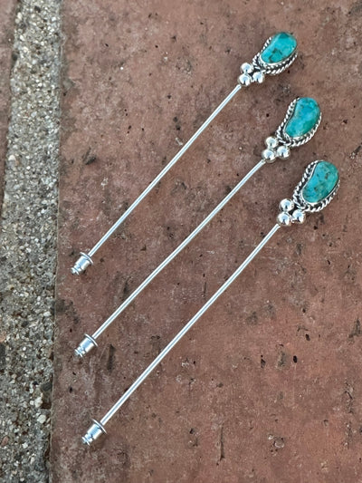 Handmade Sterling Silver and Turquoise Hat Pin