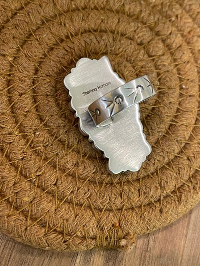 Gorgeous Handmade Sterling Silver & Golden Hills Turquoise Adjustable Cluster Ring