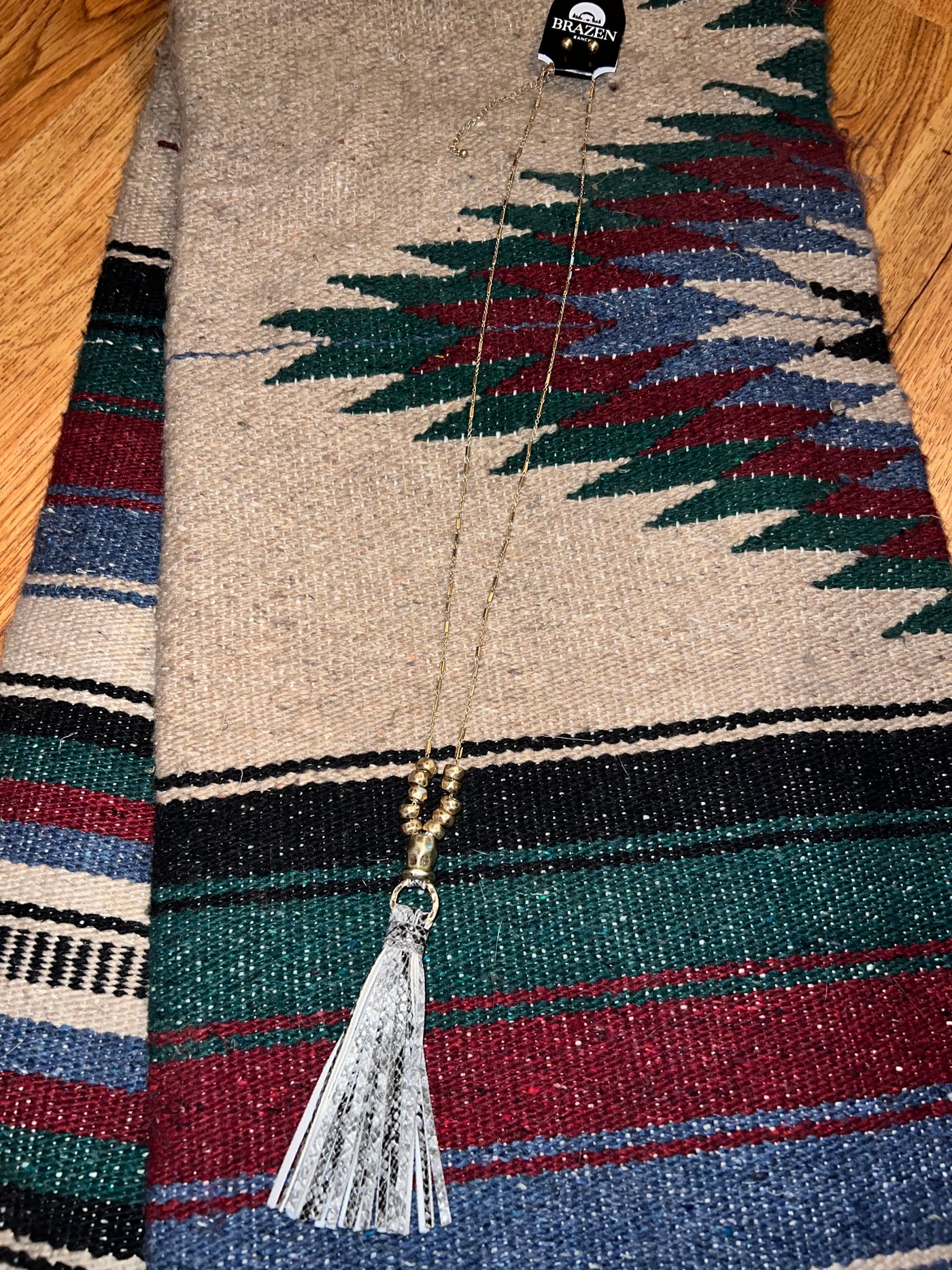 Grey Snake Gold Tassel Necklace