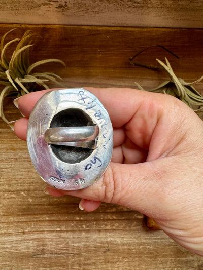 Adjustable Cowboy Hat Ring – Kingman Turquoise, Navajo Handmade by Robby Manuelito