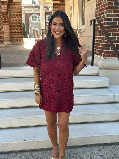Lulu Short Sleeve Mini Caftan- Ruby