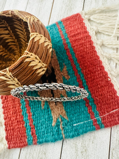 Handcrafted Twisted Sterling Silver Bangle Bracelet