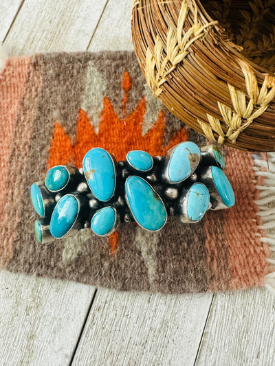 Handcrafted Turquoise & Sterling Silver Cuff Bracelet by Bobby Johnson /
