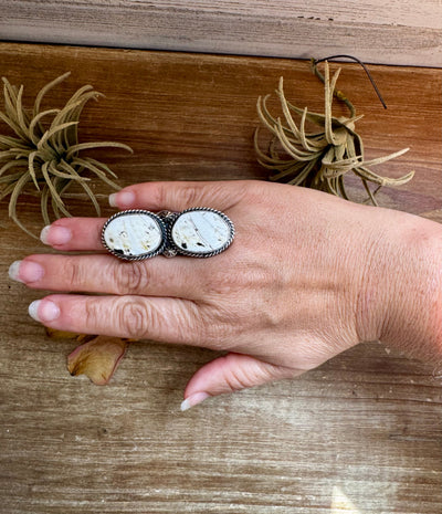 White Buffalo Adjustable Ring – Two-Stone