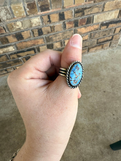 The Rio Grande Genuine Turquoise and Sterling Silver Ring, Size 6.5 | Boles Silver