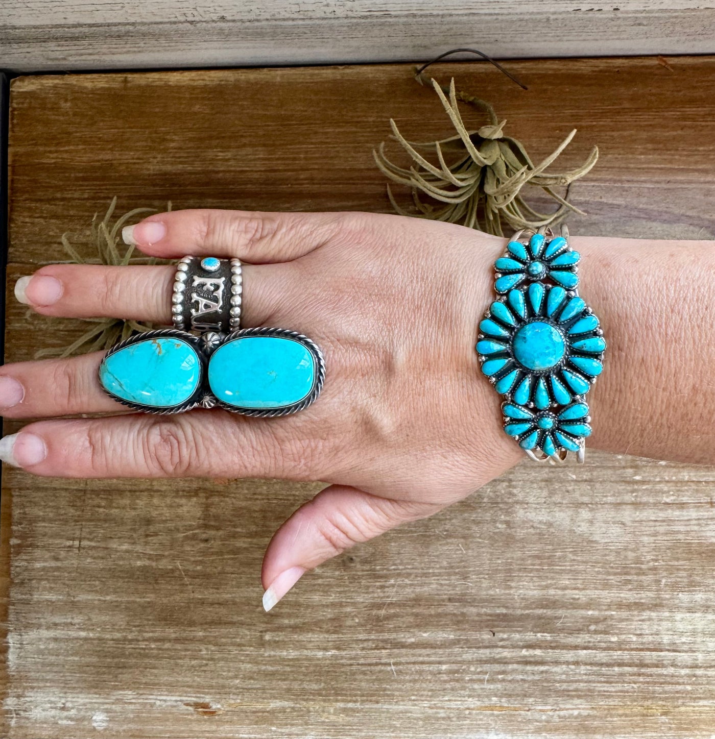Large Turquoise Cuff – Sterling Silver – Kingman Turquoise