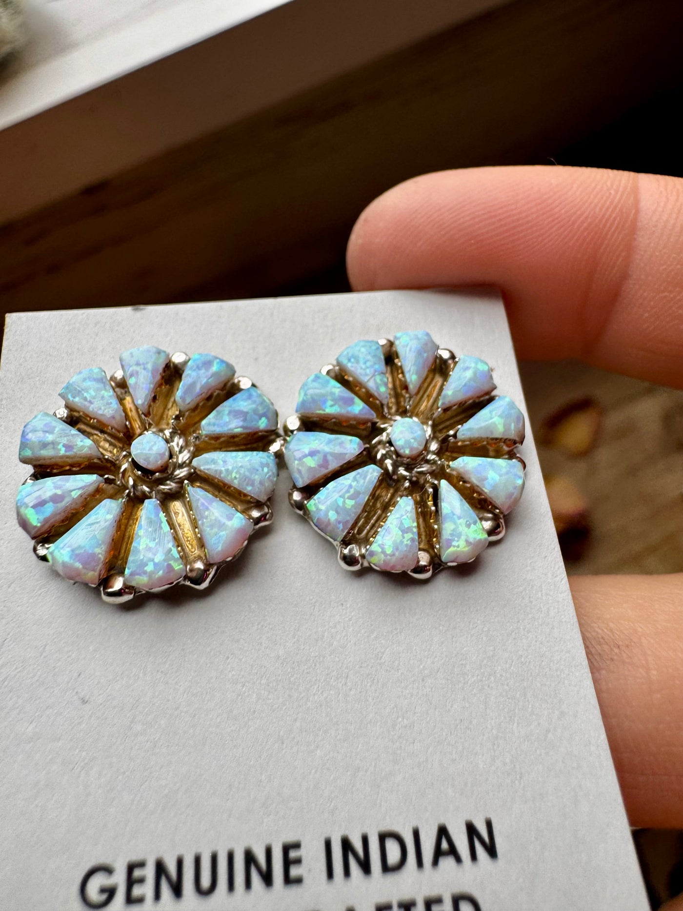 Cluster Earrings – White Opal & Sterling Silver