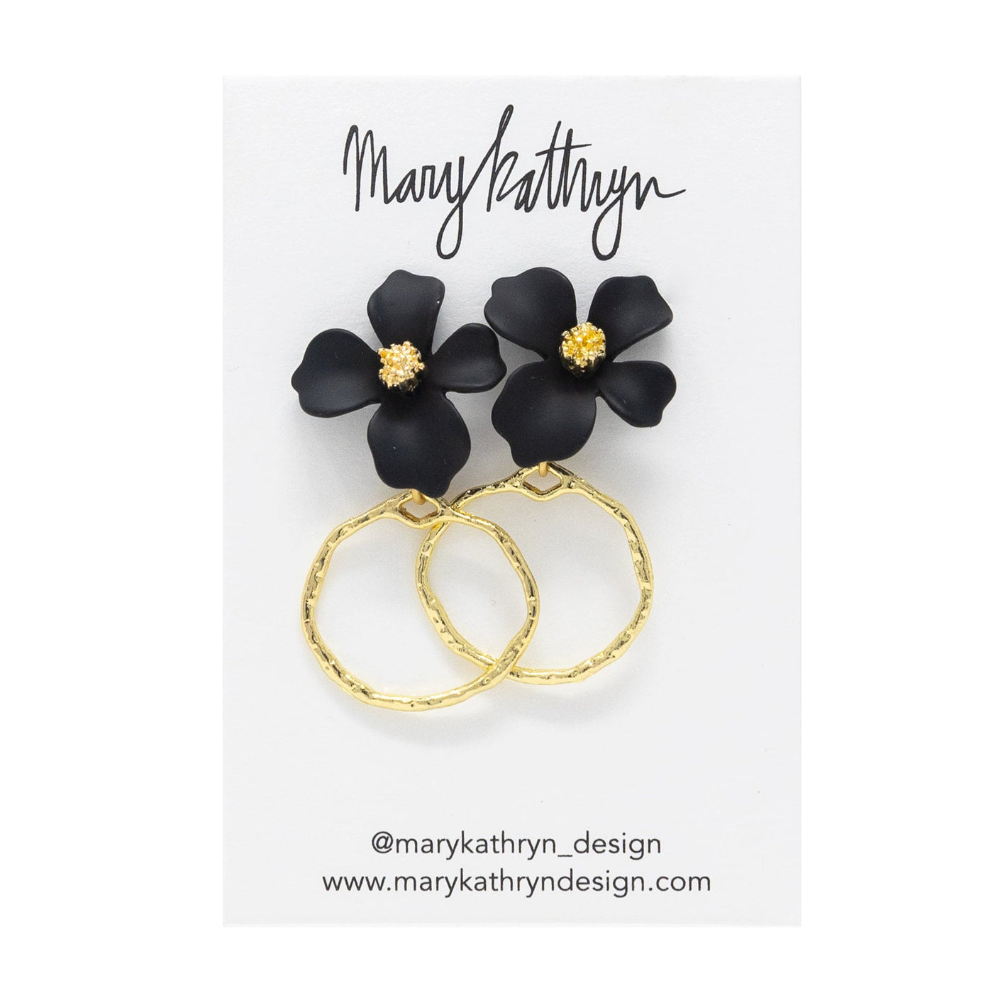 Black Lillian Flower Drop Earrings